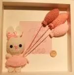 Nell Knit 3D piece - Pink and White bunny front view