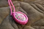 round pouch in pink with Zoisite
