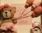 Nell Knit 3D piece - Pink Brown Bear front view cropped